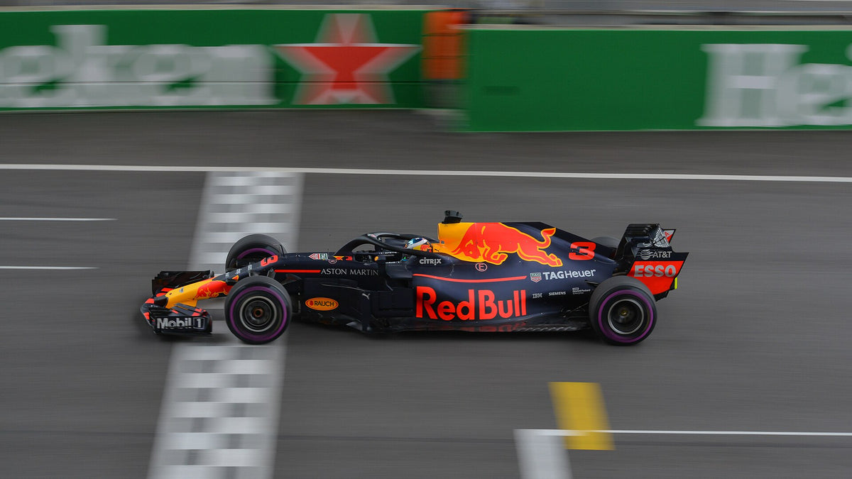 Red Bull Racing Formula 1 car with TAG Heuer branding at the 2018 Chinese Grand Prix